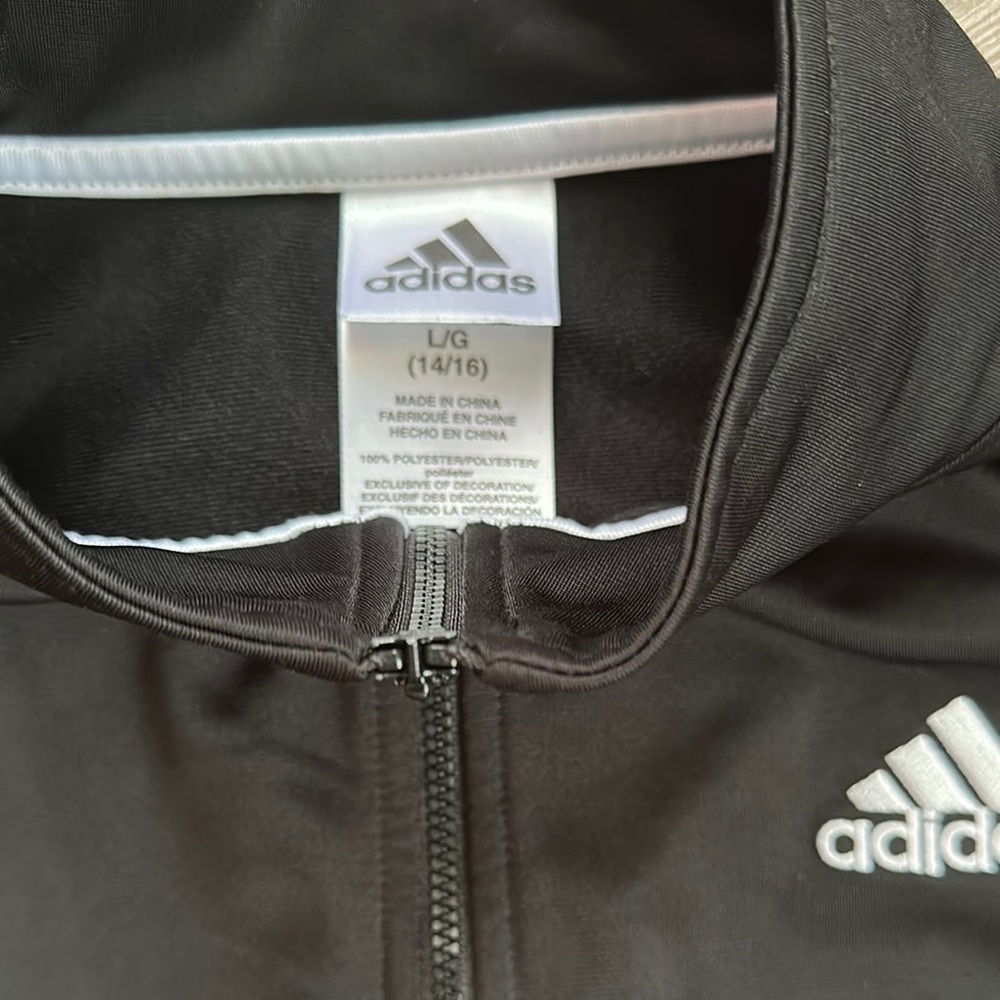 Adidas Black and White Track Jacket with Signature Stripes - Picture 2 of 3